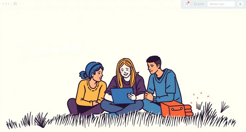 drawing of group meeting outdoors